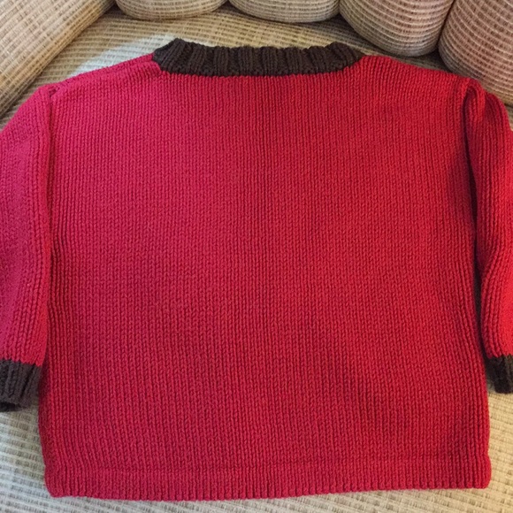 Red Cotton Knit Sweater w/ Monkey Appliqué Sz 4/5 - Picture 9 of 9